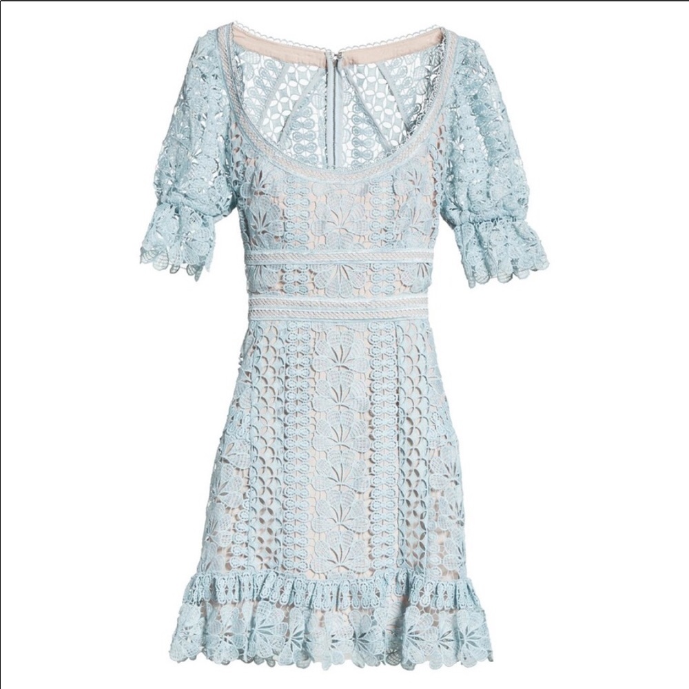 Self-Portrait Guipure Lace Mini Cocktail Dress